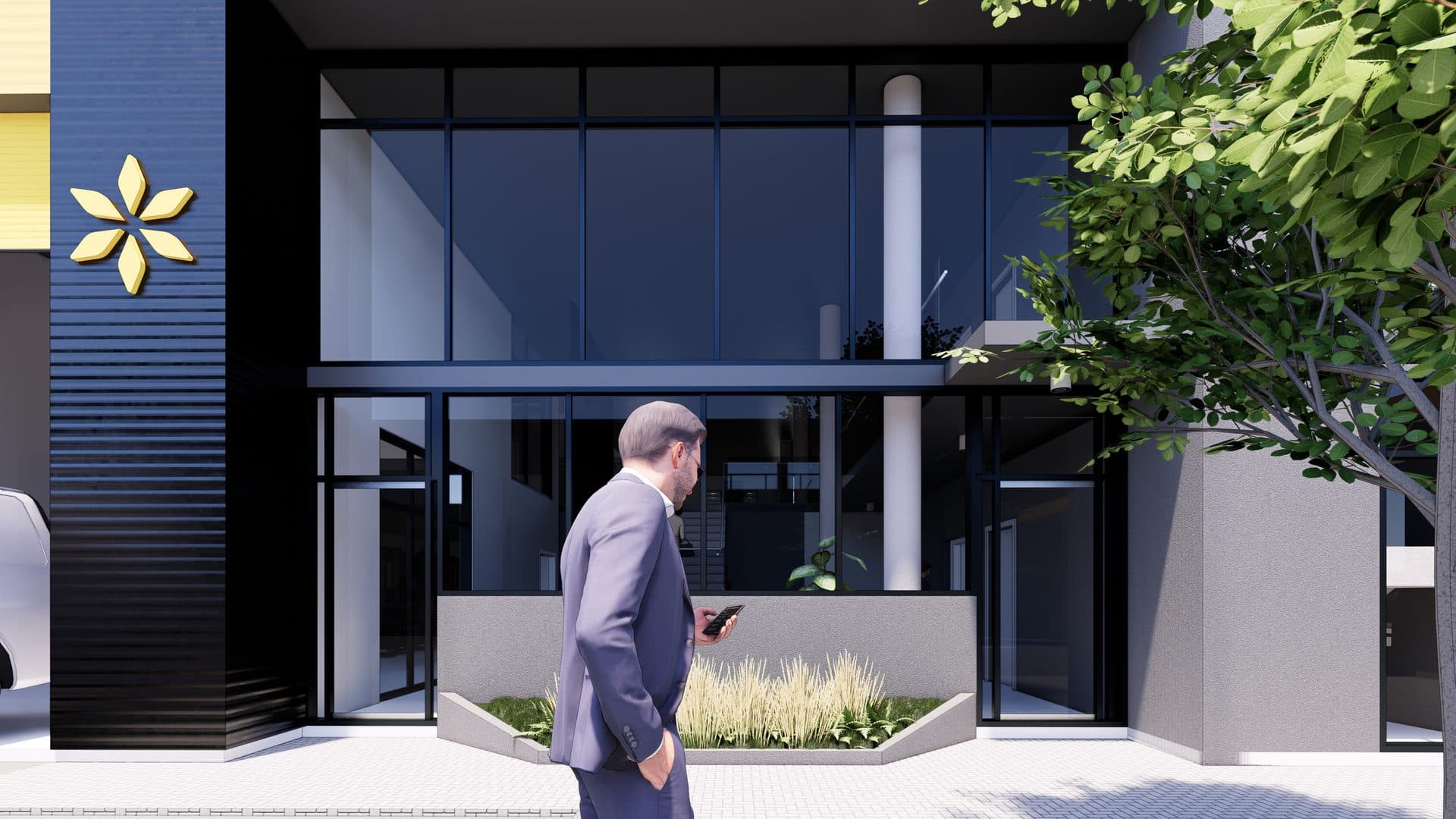 Acceso al edificio de oficinas de ROS001