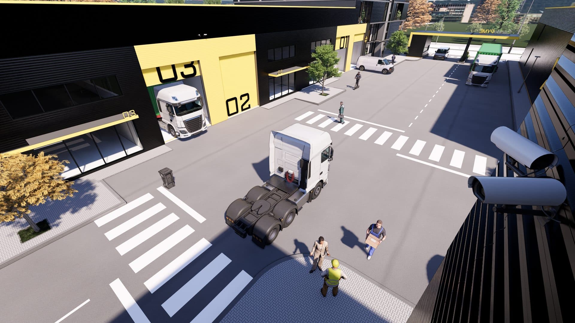 Cámaras de seguridad sobre la calle interna de ROS001